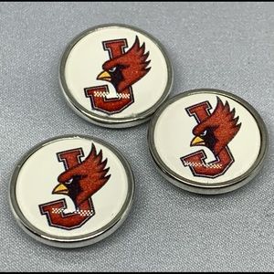 SALE - William Jewell Cardinals - Liberty, Missouri - 3 Snap Button Charms